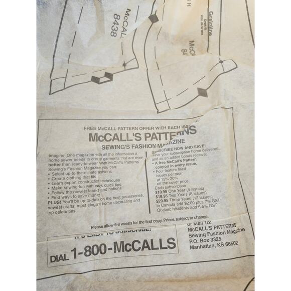 McCall's 8438 Sewing Pattern 1996 Home Decorating Dining Essentials UNCUT - Picture 9 of 9
